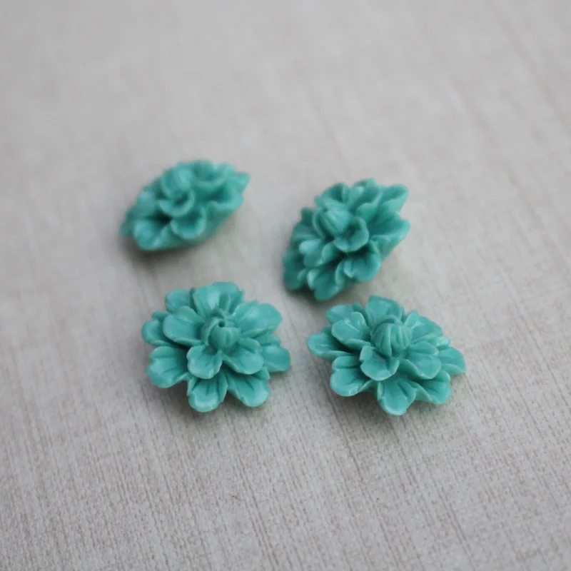 

10Pcs 17mm Synthic Coral Double Layers Flower beads Ocean Blue Color Loose beads for Jewelry making