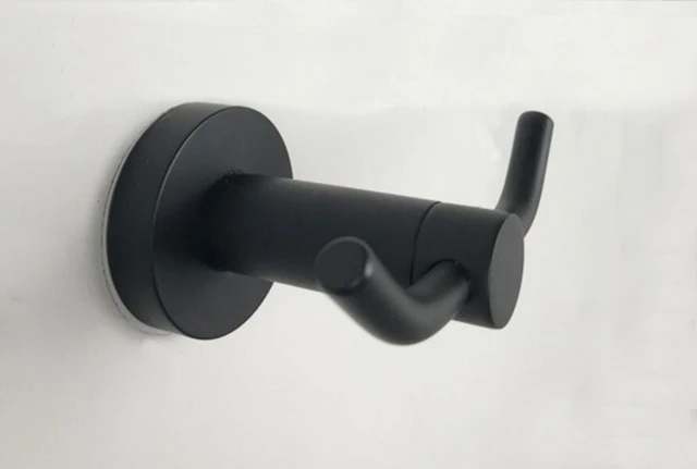 Classic 304 Stainless Steel Matt Black Coat Racks Towel Hook Round Base Robe Hook Wall Mounted Bathroom Accessories BL123