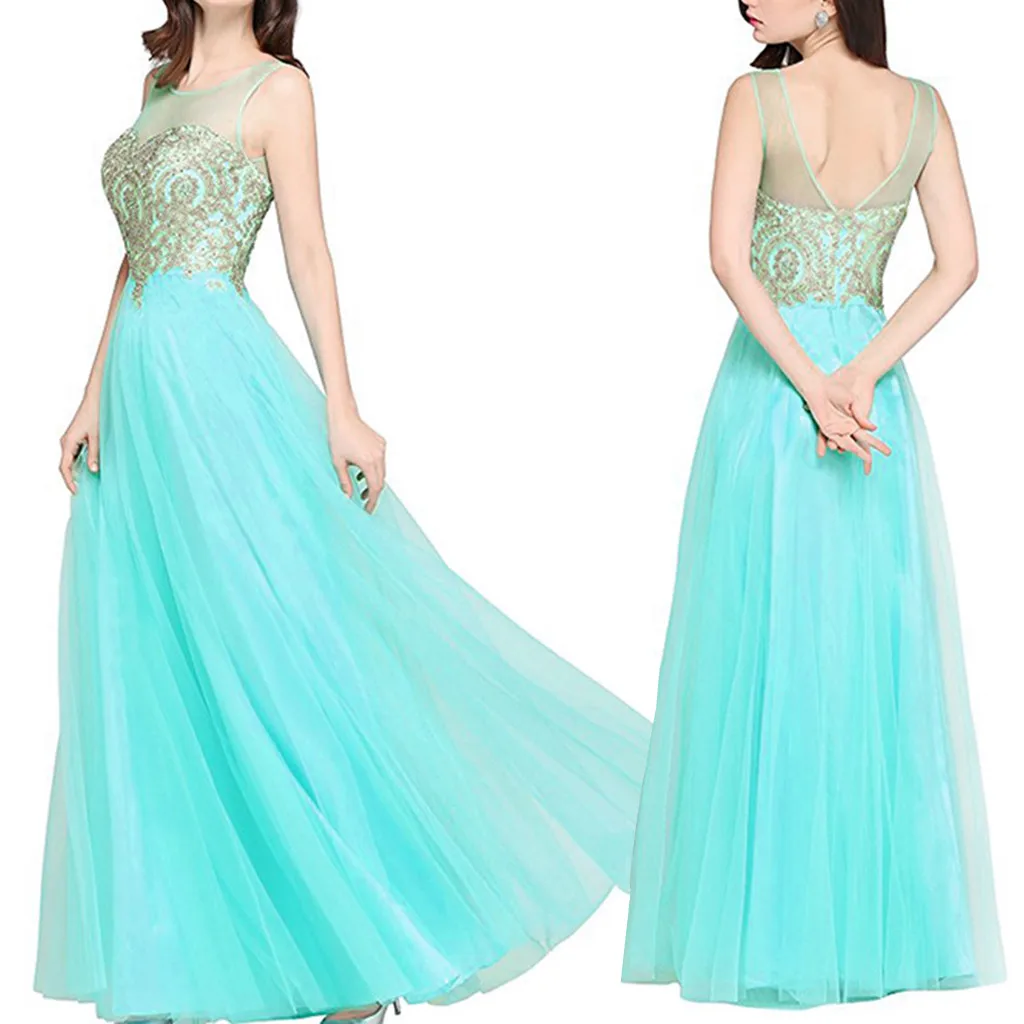 

2019 Fashion dresses For Fashion Women Long Dress Formal Party Bridesmaid Beaded Plus Size 40