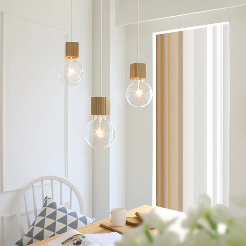 European Wood Pendant Light E27 E26 Wooden Socket Hanging Simple Classical Pendant Light For Home Kid's Room Restaurant Bar (14)