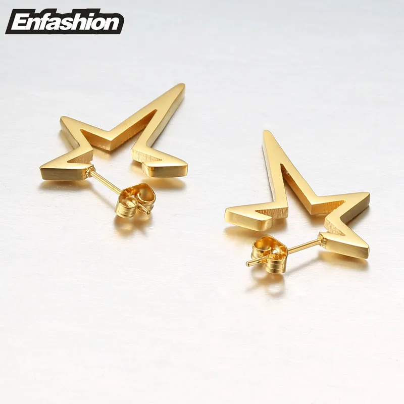 Enfashion Star серьги панковские гвоздики цвета розового золота из нержавеющей стали