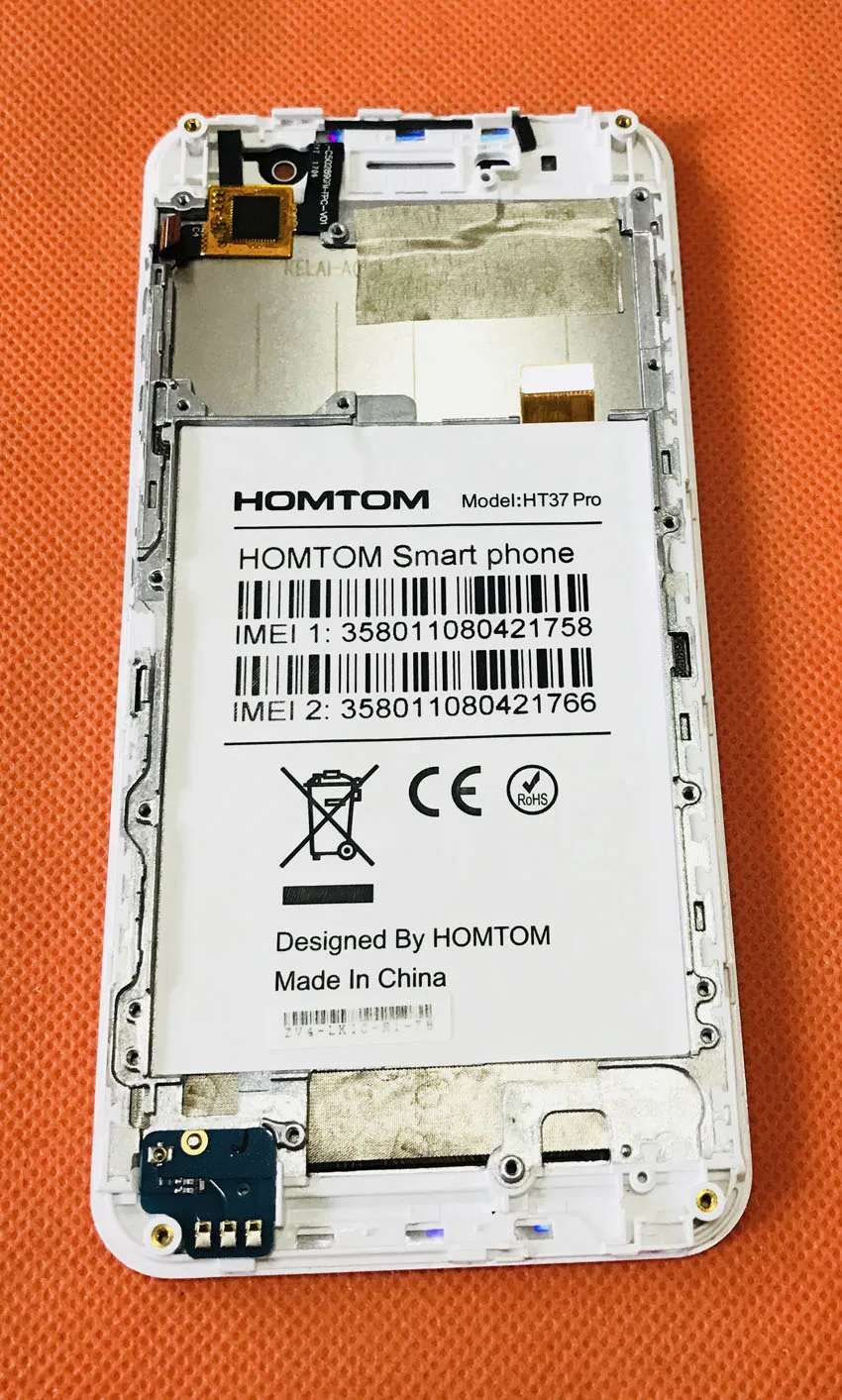 Б/у ЖК-дисплей+ дигитайзер сенсорный экран+ рамка для HOMTOM HT37 Pro MTK6737 четырехъядерный 5," HD