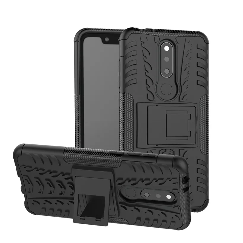 HEMASOLY Case For Nokia X6 X5 PC+TPU Shockproof 6.1 Plus 5.1 Armor Heavy Duty Kickstand Cover |
