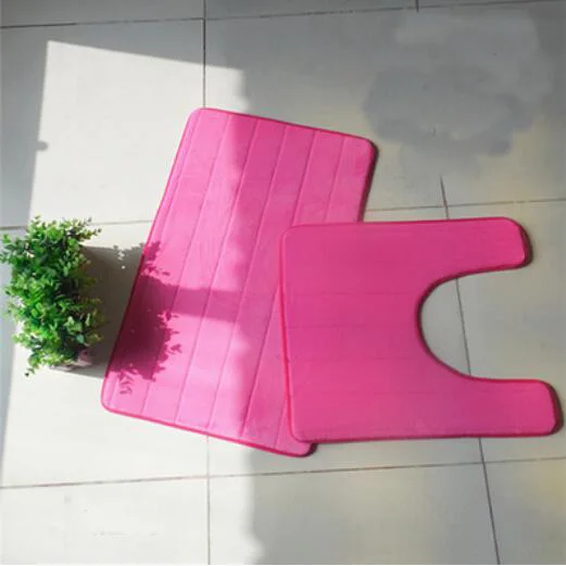 2 шт./компл. Противоскользящий 3D каменный коврик для ванной туалета Мягкий моющийся ванный коврик напольный унитаз комплект одежды для отеля Lavtory серые ковры - Цвет: hot pink stripe