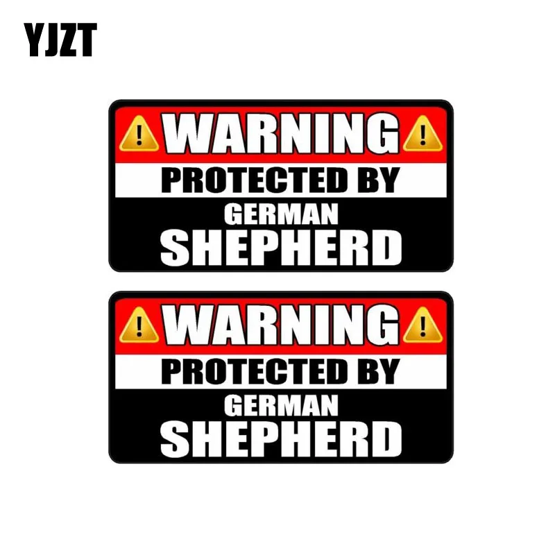 

YJZT 2X 16.2CM*8.3CM WARNING PROTECTED BY GERMAN SHEPHERD PVC Funny Decal Car Sticker 12-0792