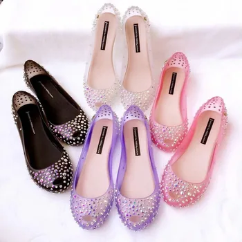 

Melissa Shoes Women 2020 amazing quality for melissa women sandals with fancy coloured diamond summer sandals flat with shoe