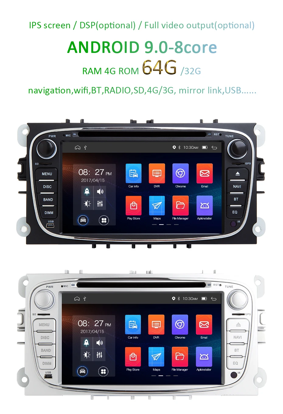 Best DSP IPS Android 9.0 64G 2 din CAR DVD For FORD focus Mondeo S-MAX C-MAX Galaxy kuga multimedia player GPS radio stereo auto audi 2 Best DSP IPS Android 9.0 64G 2 din CAR DVD For FORD focus Mondeo S-MAX C-MAX Galaxy kuga multimedia player GPS radio stereo auto audi 2