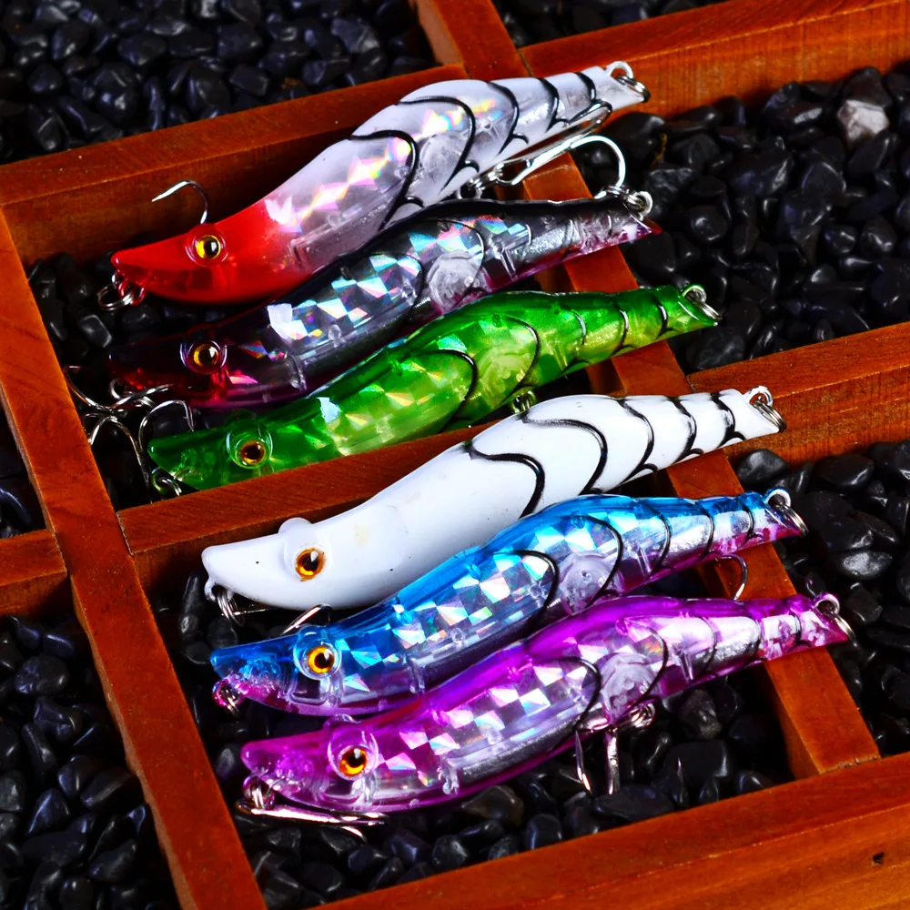

1PC Fishing Lures 14.7g-0.52oz 8.2cm-3.23" Plastic Lifelike Shrimp Squid Lure 3D Eyes With 6# BKB Hooks JIG Baits Fishing Tackle