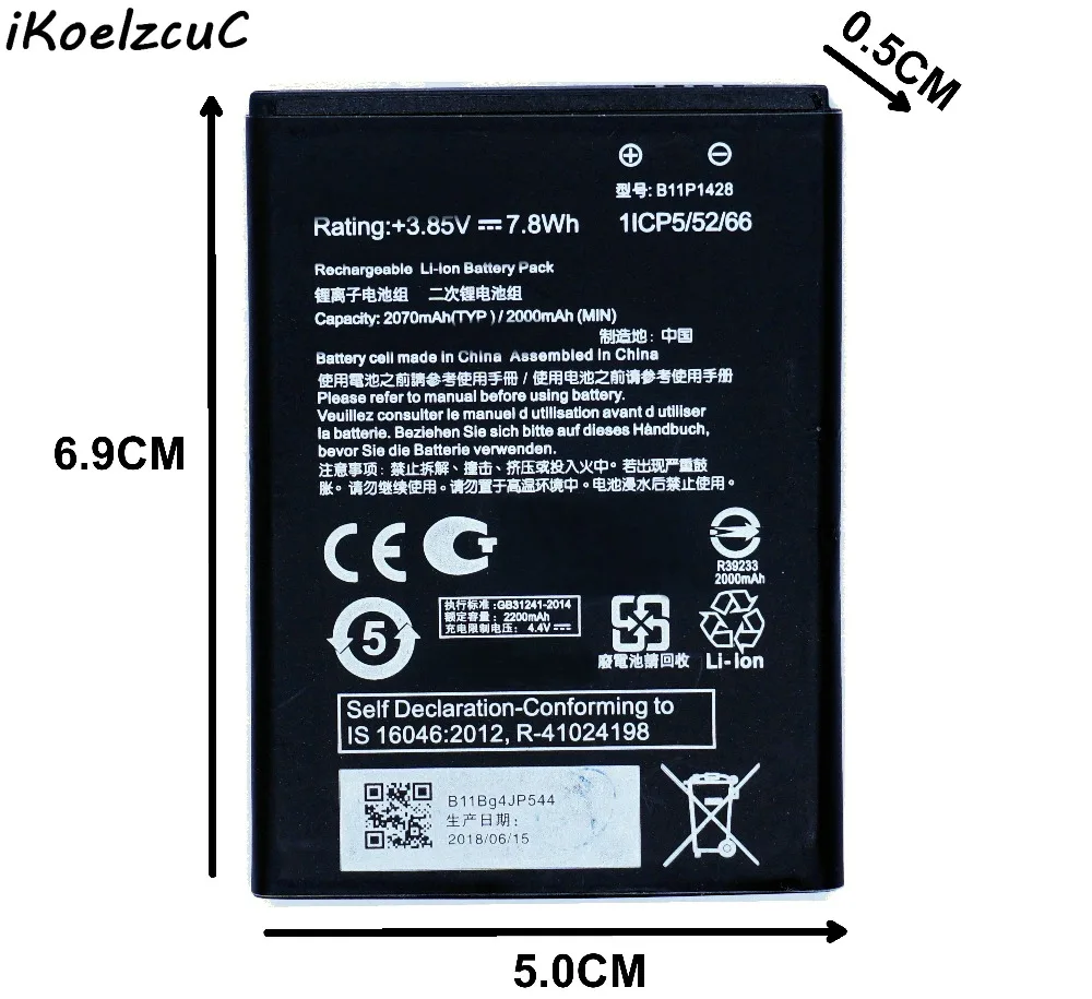 IKoelzcuC 1 шт. аккумулятор для телефона B11P1428 подходит Asus Zenfone 2 Laser ZE500KG ZB450KL ZE500KL Batterie