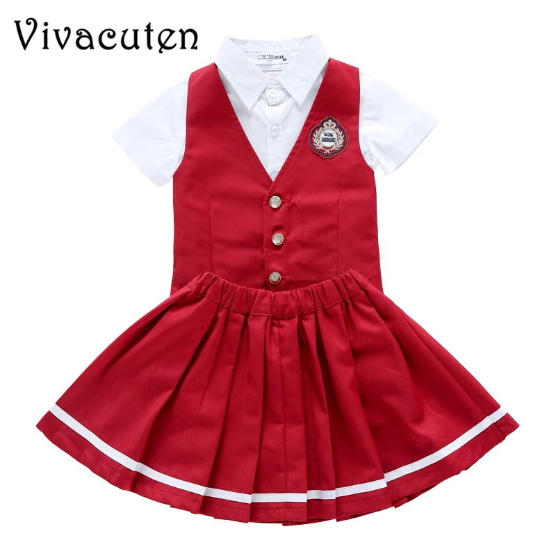 

Children Korean Japanese Student Formal Preppy School Uniforms for Girls Boys New Kids Shirt Waistcoast Skirt Pants Clothes F153