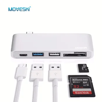 

Moveski VT-103 USB C Hub Multi port Type C Adapter with USB 3.0 Ports Type-C Charging Port SD/Micro SD Card Reader for MacBook