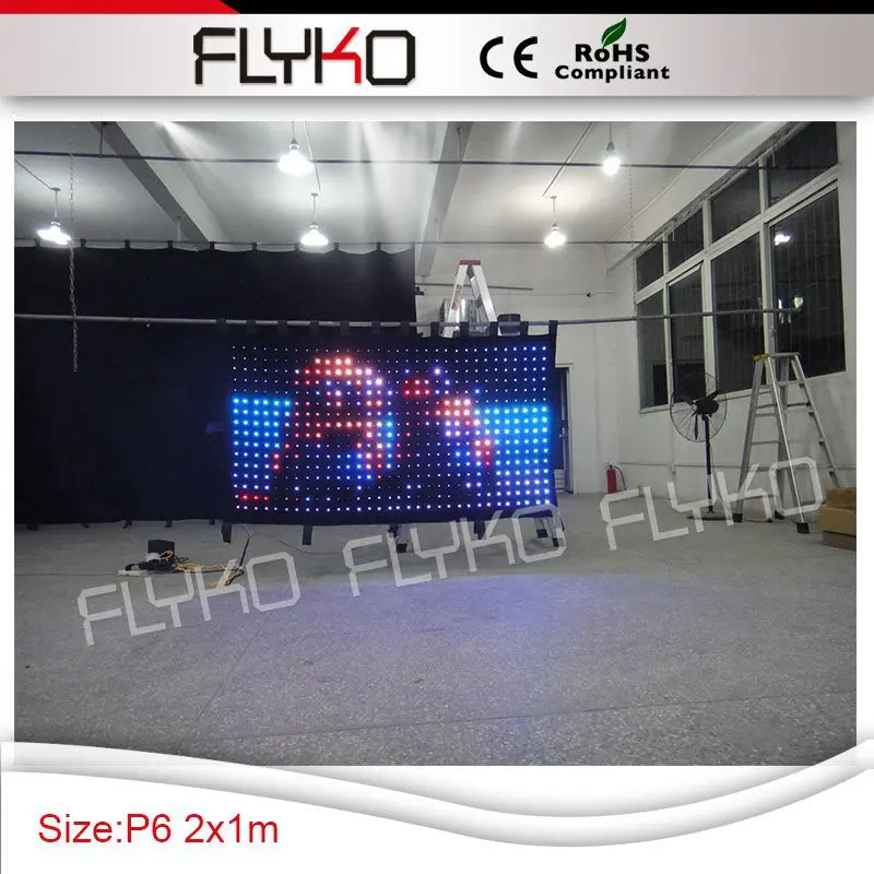 wedding DJ stage backdrop fireproof 4ft*7ft led video curtain P6