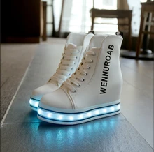 Fashion led light women shoes Colorful USB charging LED lights Shoes luminous shoes for adults High-top shoes