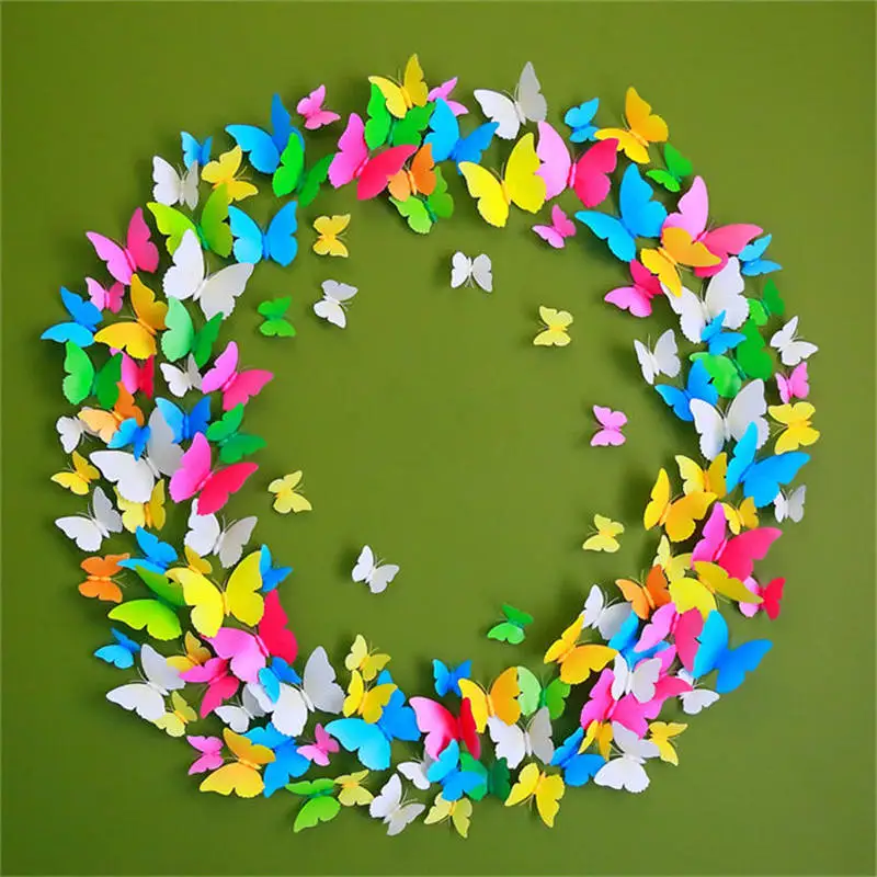 

24PCS 11colors Butterfly On the Wall Stickers Decals 3D Wedding Party Photo Backdrop DIY Wallpaper for Room Decoration CPA36