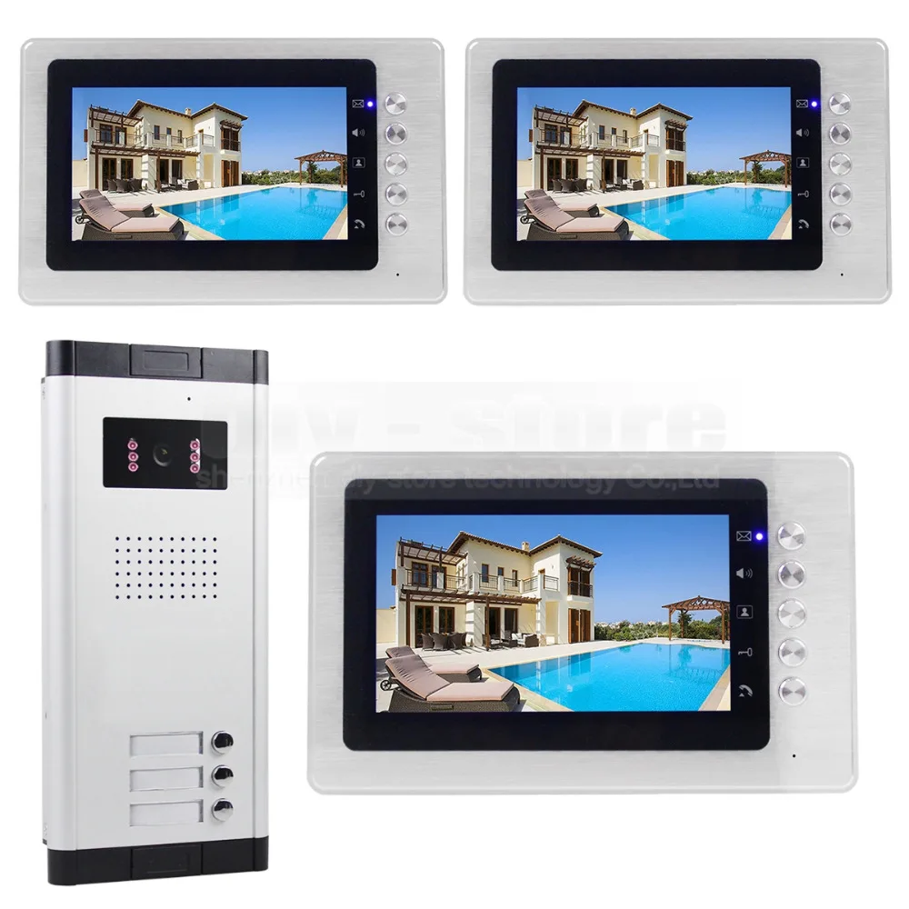 DIYSECUR 7" Metal Monitor Apartment Video Door Phone Doorbell Audio