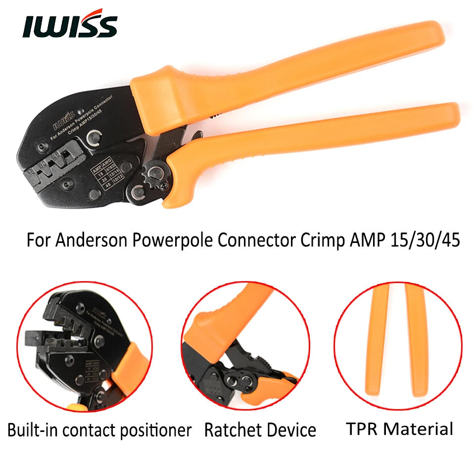 IWISS Ratcheting Wire Crimping Tool for 15,30 and 45 Amp Connector