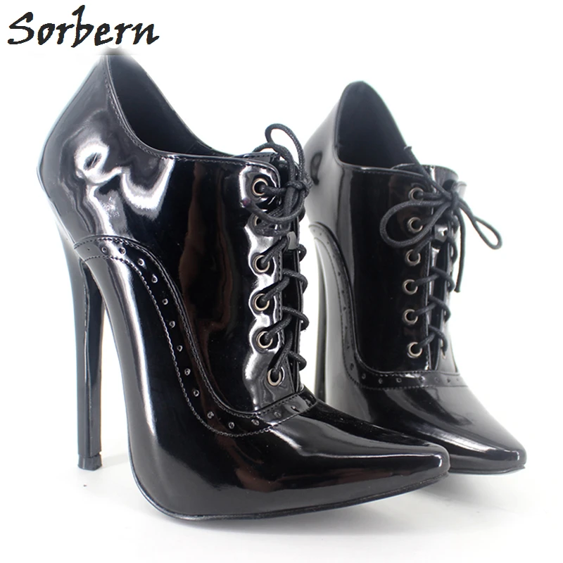 Sorbern Ankle Boots For Women 18CM High Heels Unisex Party Boots Gay Dance Shoes Patent Leather Custom Made Color Pointed Toe Sorbern Ankle Boots For Women 18CM High Heels Unisex Party Boots Gay Dance Shoes Patent Leather Custom Made Color Pointed Toe
