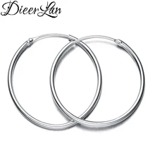 DIEERLAN трендовые 925 пробы серебряные ювелирные изделия большие круглые серьги-кольца для женщин Свадебные массивные Серьги Brincos Pendientes