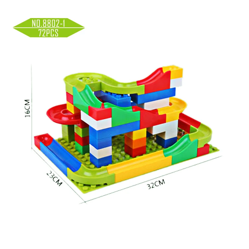 Мраморный трек Запуск шары лабиринты трек совместимый с Duplos строительные блоки DIY животных джунгли Воронка горка большие Кирпичи Детские игрушки - Цвет: 72PCS