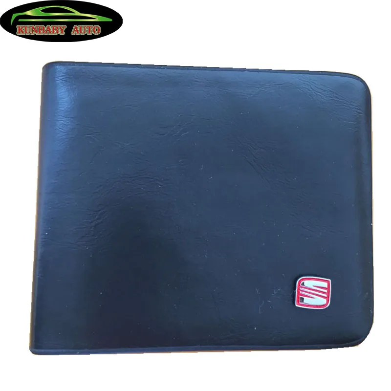 

KUNBABY 1 Pcs Top Quality Genuine Leather Black Document Bag Wallet Card Package Coin Holder Case For Seat
