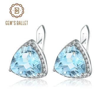 

Gem's Ballet Natural Sky Blue Topaz Triangle Gemstone Stud Earrings 925 Sterling Silver Earrings for Women Fine Jewelry