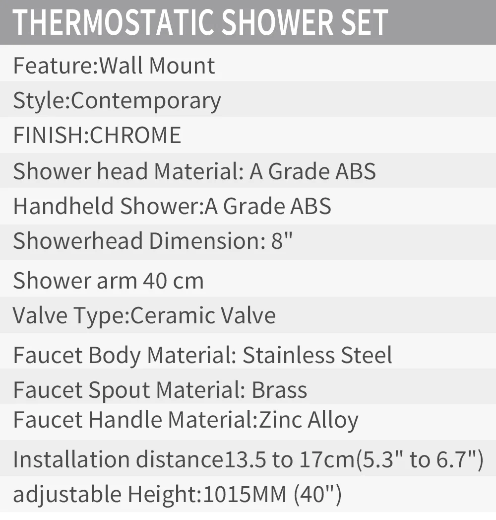 Термостатический смеситель для ванной комнаты, квадратная насадка для душа и ручной душ, настенный душевой набор, хромированный душевой набор для ванной комнаты