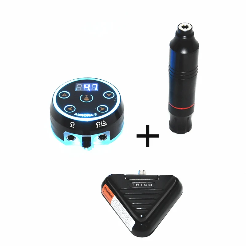 

Professional Tattoo Kit Hybird Rotary Tattoo Machine Pen and Aurora II LCD Power with foot pedal Accessories free shipping