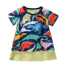 Симпатичные для маленьких девочек короткий рукав Летняя футболка для девочек хлопковая Футболка Детская футболка с круглым вырезом с