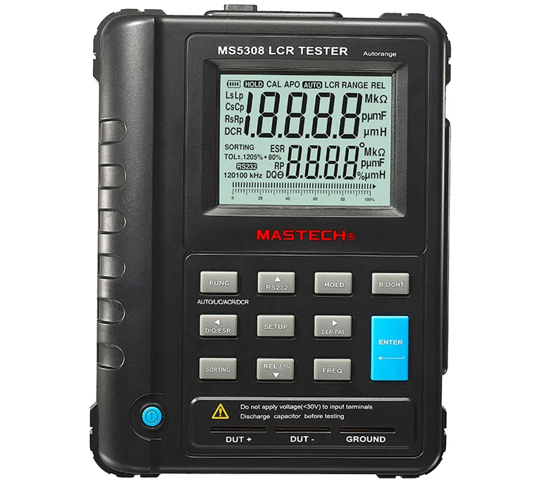 Ручной профессиональный автоматический диапазон Цифровой LCR метр индуктивность емкость сопротивление тестер 100 кГц Mastech MS5308