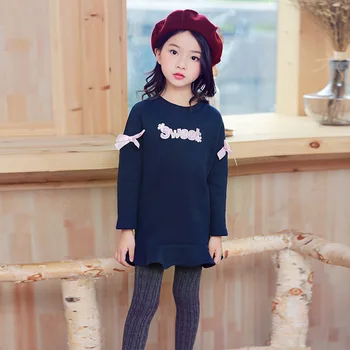

New 2017 Autumn Winter Baby Girl Dress Plus Velvet Princess Girl Dress Long Sleeve Toddler Kids Dresses for Girls