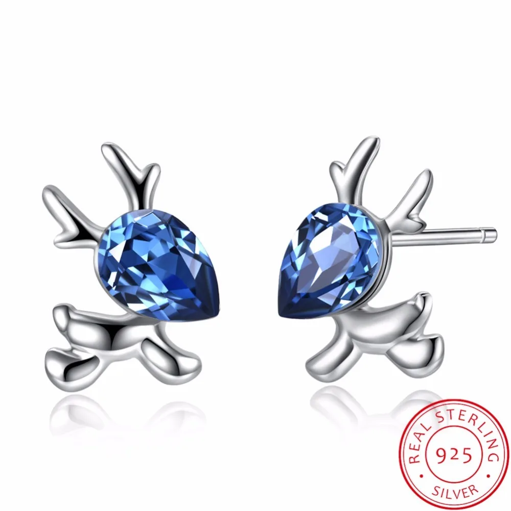 Серьги-гвоздики женские из серебра 925 пробы с кристаллами | Украшения и