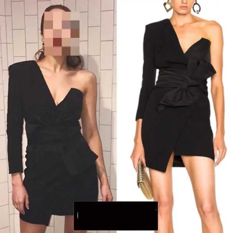 GETSRING Women Dress Deep V Neck One Shoulder Long