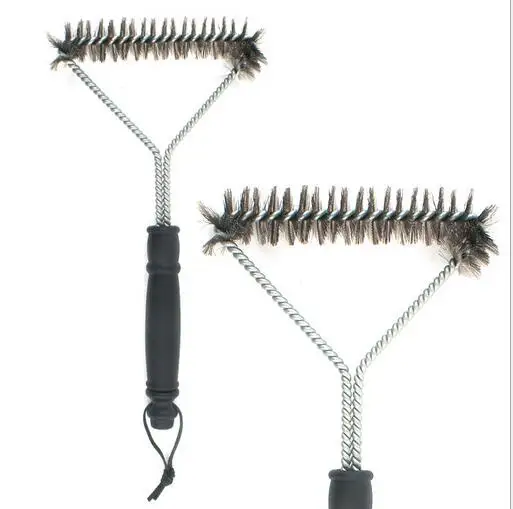 20pcs new Non-stick Barbecue Grill BBQ Brush Stainless Steel Wire Bristles Cleaning Brushes Handle Durable Cooking BBQ Tools