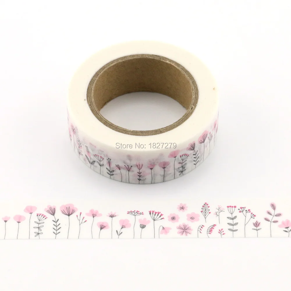 1 шт. DIY японская бумага розовые цветы васи лента бумажная маскирующая лента клейкие наклейки с лентами декоративная канцелярская лента 1,5 см* 10 м