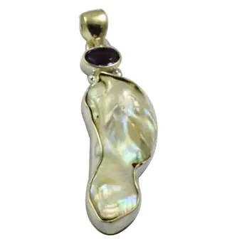 

Lovegem Nature Biwa Pearl & Amethyst Pendant 925 Sterling Silver, 63.3 mm, MHBAP4869