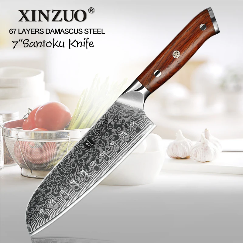  XINZUO 7 ''inch Japanese Chef Knife Damascus Steel Kitchen Knife Cleaver Knives Professional Santok - 32792793824