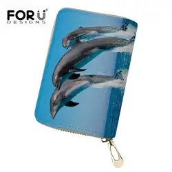 FORUDESIGN/синий Дельфин печати Для женщин кожа Бизнес карты держатель кредитной карты сумки предотвратить карты Организатор для женщин