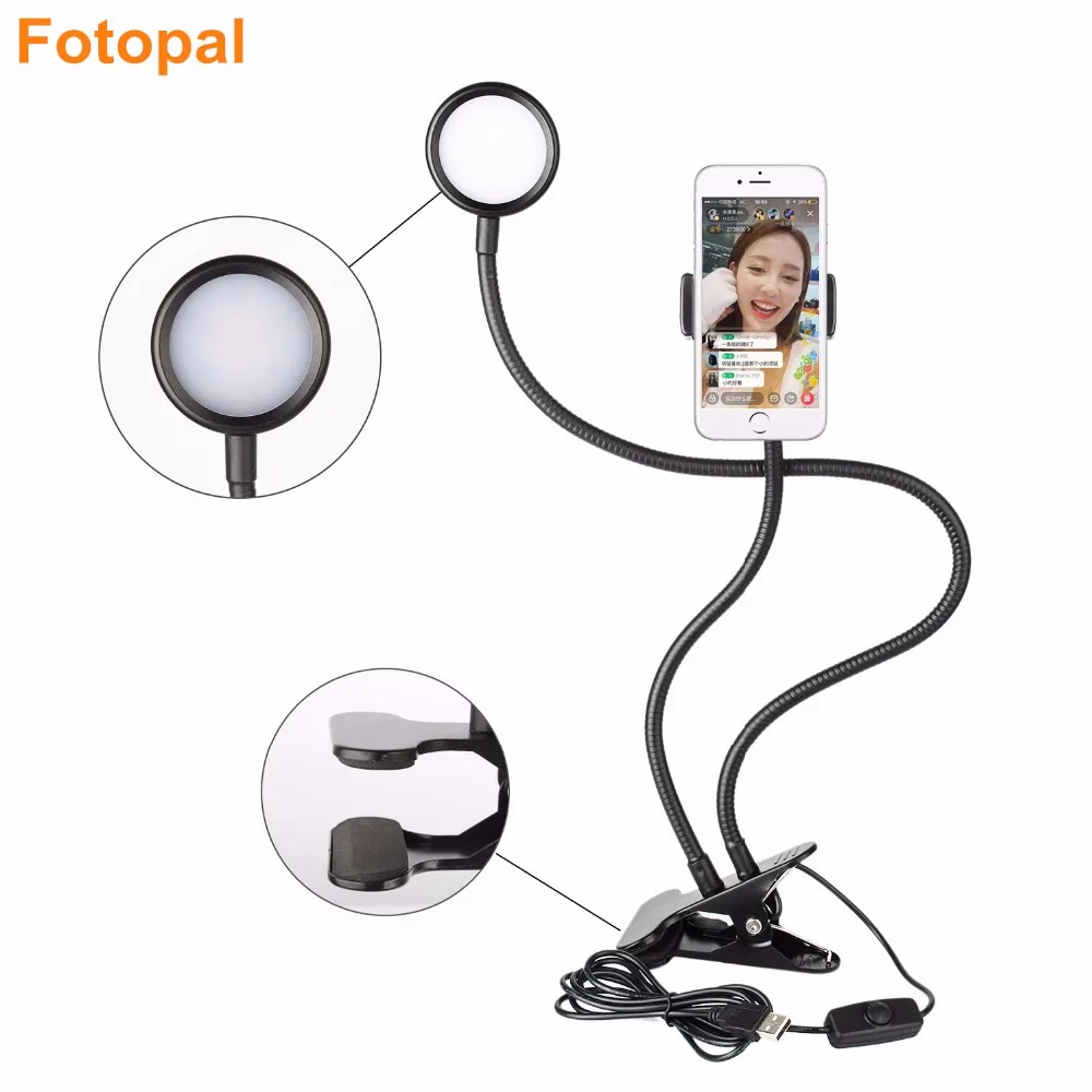 Cena Lampa pierścieniowa Led Selfie do przesyłania na żywo czat wideo z elastyczny uchwyt na telefon statyw do Iphone Smartphone Youtube Photo mini lampa