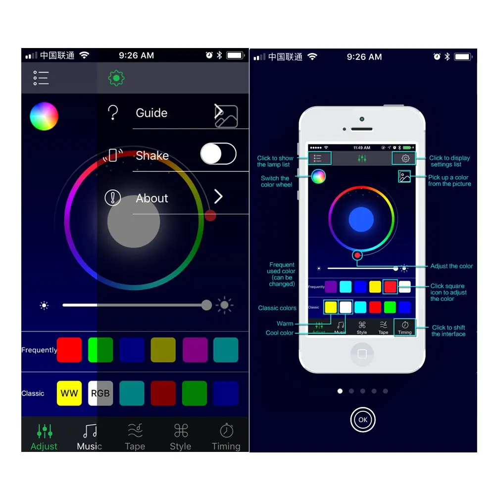 RGB Светодиодная лента для салона автомобиля неоновая с активным звуком Bluetooth