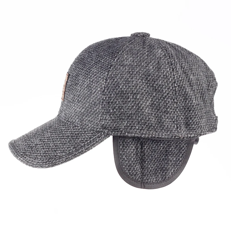 Теплая зимняя Осенняя утолщенная бейсболка с ушками мужская хлопковая кепка s Snapback шапки ушанки для мужчин шляпа для папы спортивные шапки
