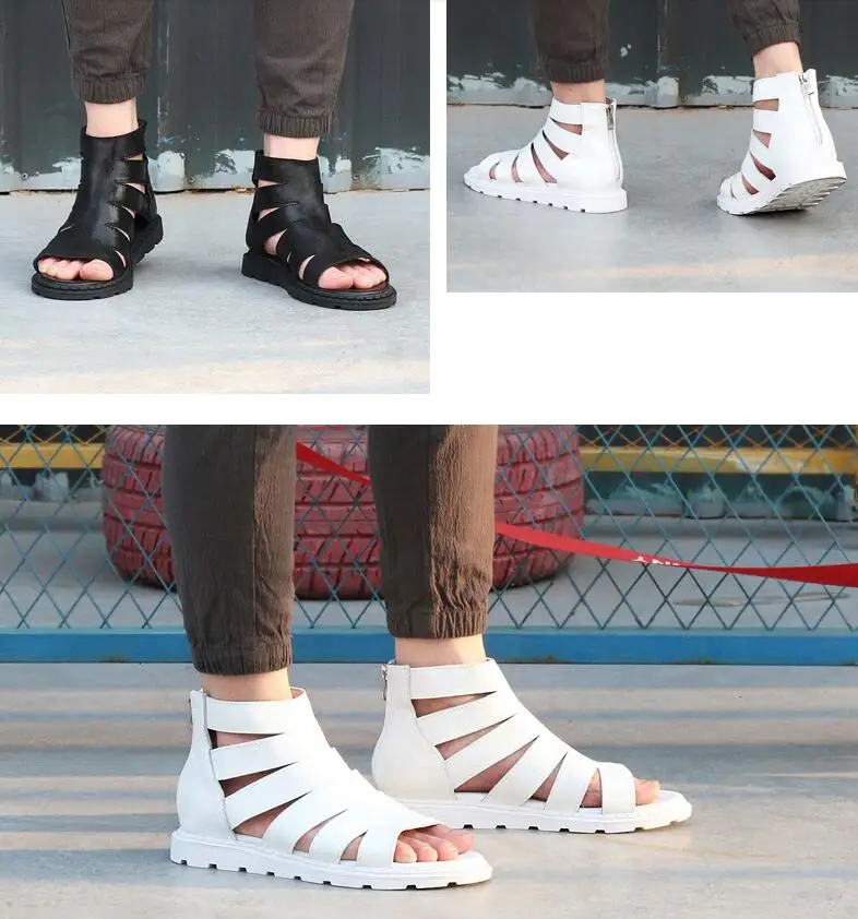 

Male New Style Fashion Leather Summer Outdoor Shoes for Men Rome Flat Sandals Male Beach Sandals Casual Shoes
