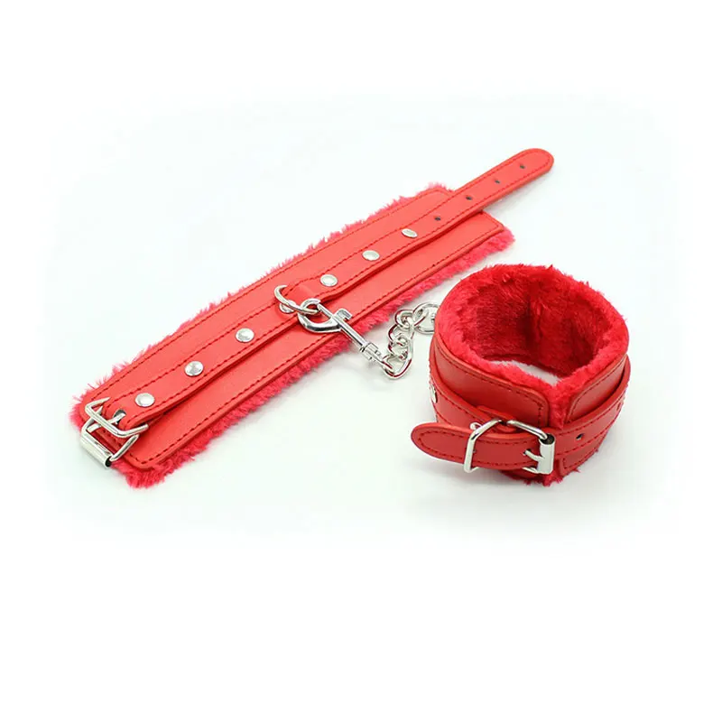 Handcuff Из искусственной кожи плюшевые наручники для секса Связывание женщины регулируемые наручники лодыжки Фетиш рабство секс-игрушки для пар взрослых - Цвет: Handcuff