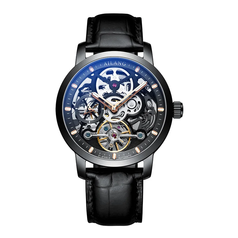 Роскошные швейцарские AILANG Брендовые мужские часы, мужские водонепроницаемые автоматические механические часы из нержавеющей стали, синие модные Tourbillon - Цвет: 14