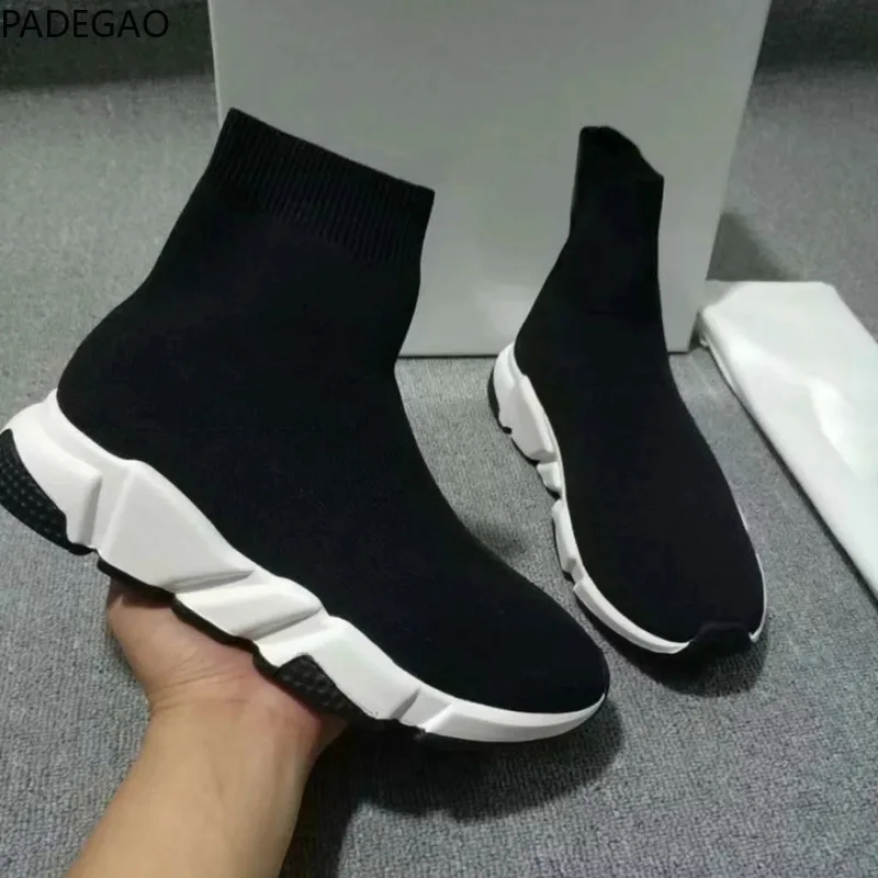 

2019 new elastic socks shoes Korean version of the couple models high to help spring and autumn soft bottom casual knit shoes