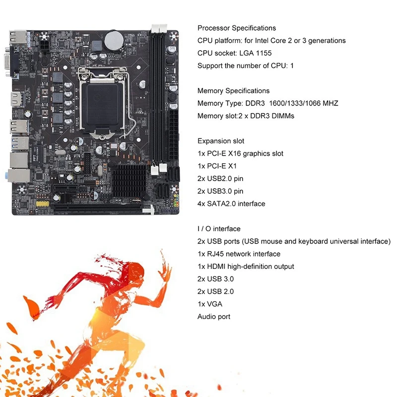  B75 Lga 1155 Desktop Computer Mainboard With Sata 2.0 Usb 3.0 2 Ddr3 Dimms 16G Motherboard For Pc D