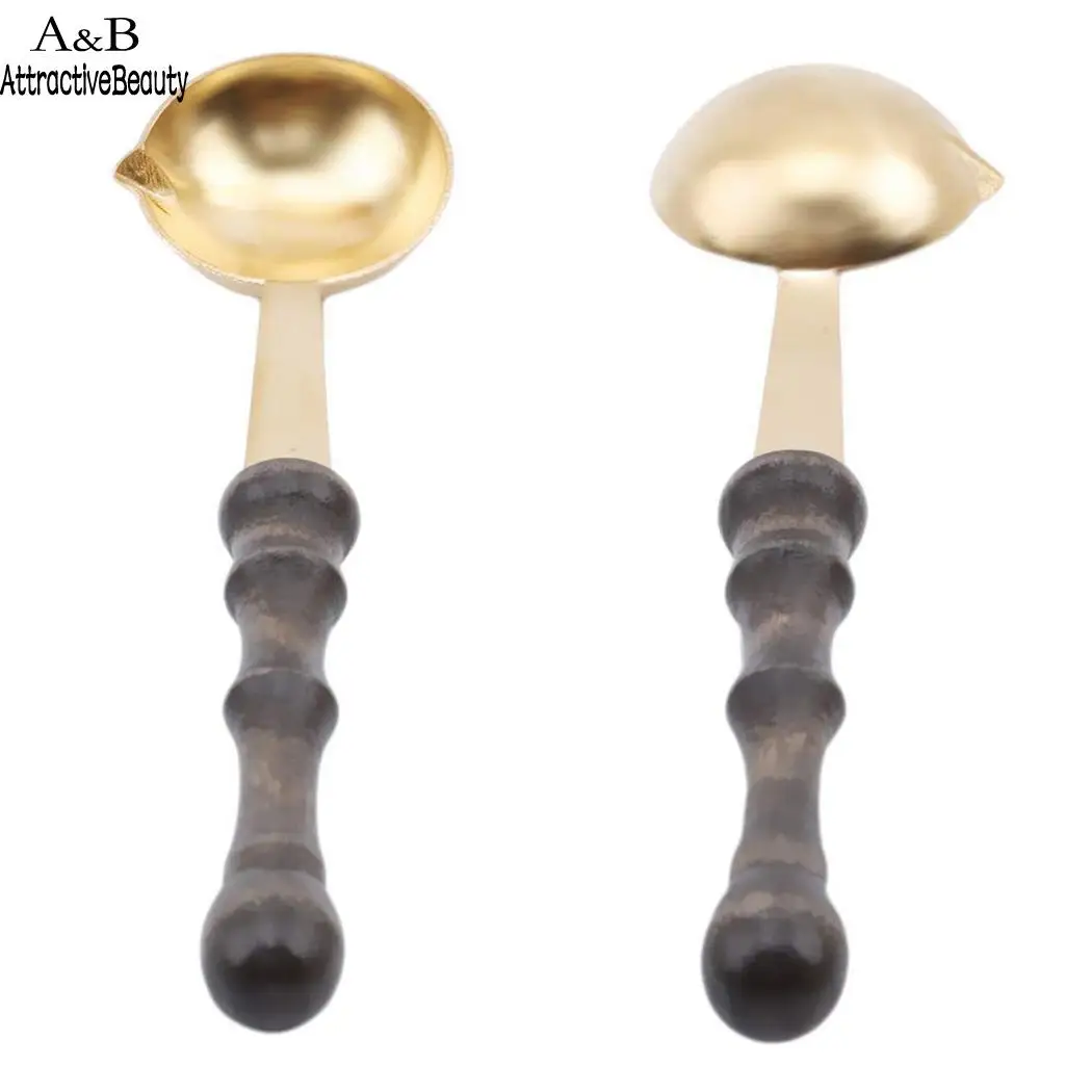 

Retro Style Wood Handle Sealing Wax 1.9cm Wooden Spoon 9.5cm Heated 0.02kg Copper Copper Wax Accessories