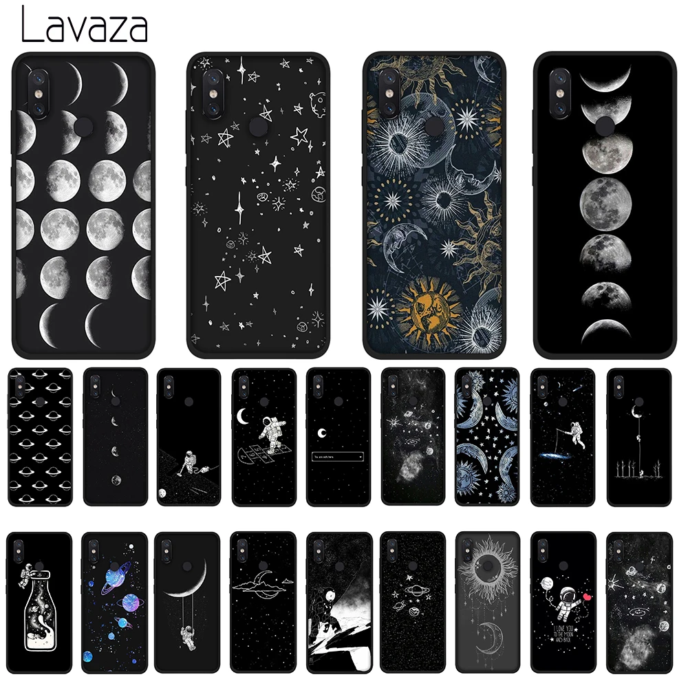 Мягкий чехол из ТПУ Lavaza черного цвета с белыми звездами Луны для Huawei Y7 Prime Y9 Y6 2018 Nova