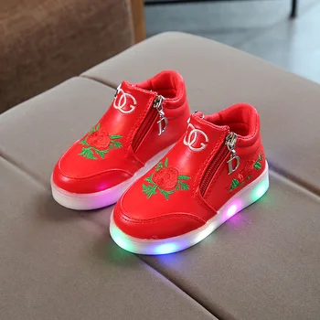 

Brand New Flower Led Children lighted Shoes for Girls Glowing Luminous Sneakers Kids Girls Light up Shoes infantil led shoes
