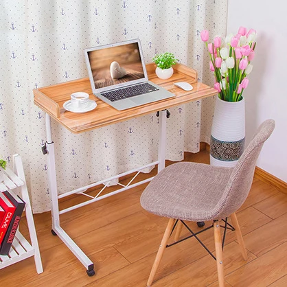 

LK369 Simple Can Be Lift Computer Table with PU Locked Pulley Fence Around Laptop Stand Office Furniture 360 Rotary Desktop