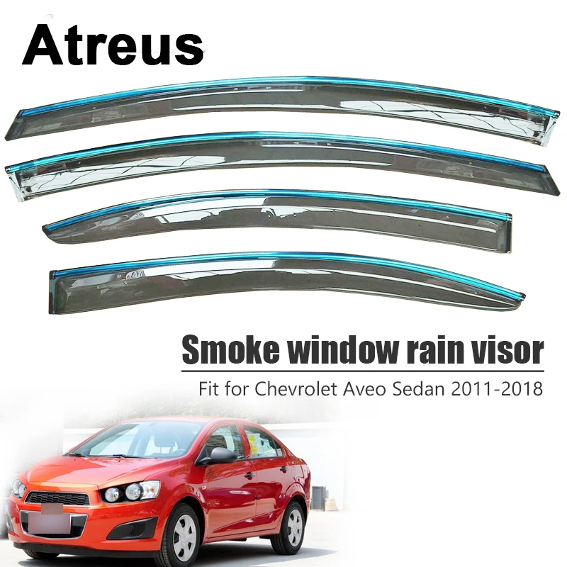 Atreus For Chevrolet Aveo Sedan 2011 2012 2013 2014 2015 2016 2017 2018 Car Smoke Window Rain Visor ABS Vent Sun Deflector Guard |